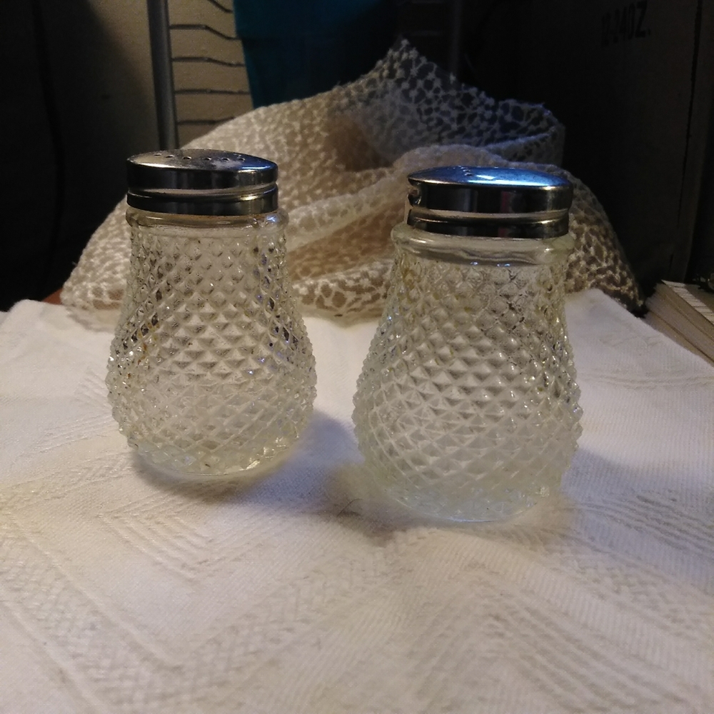 Vintage Cut Glass Salt & Pepper Shakers